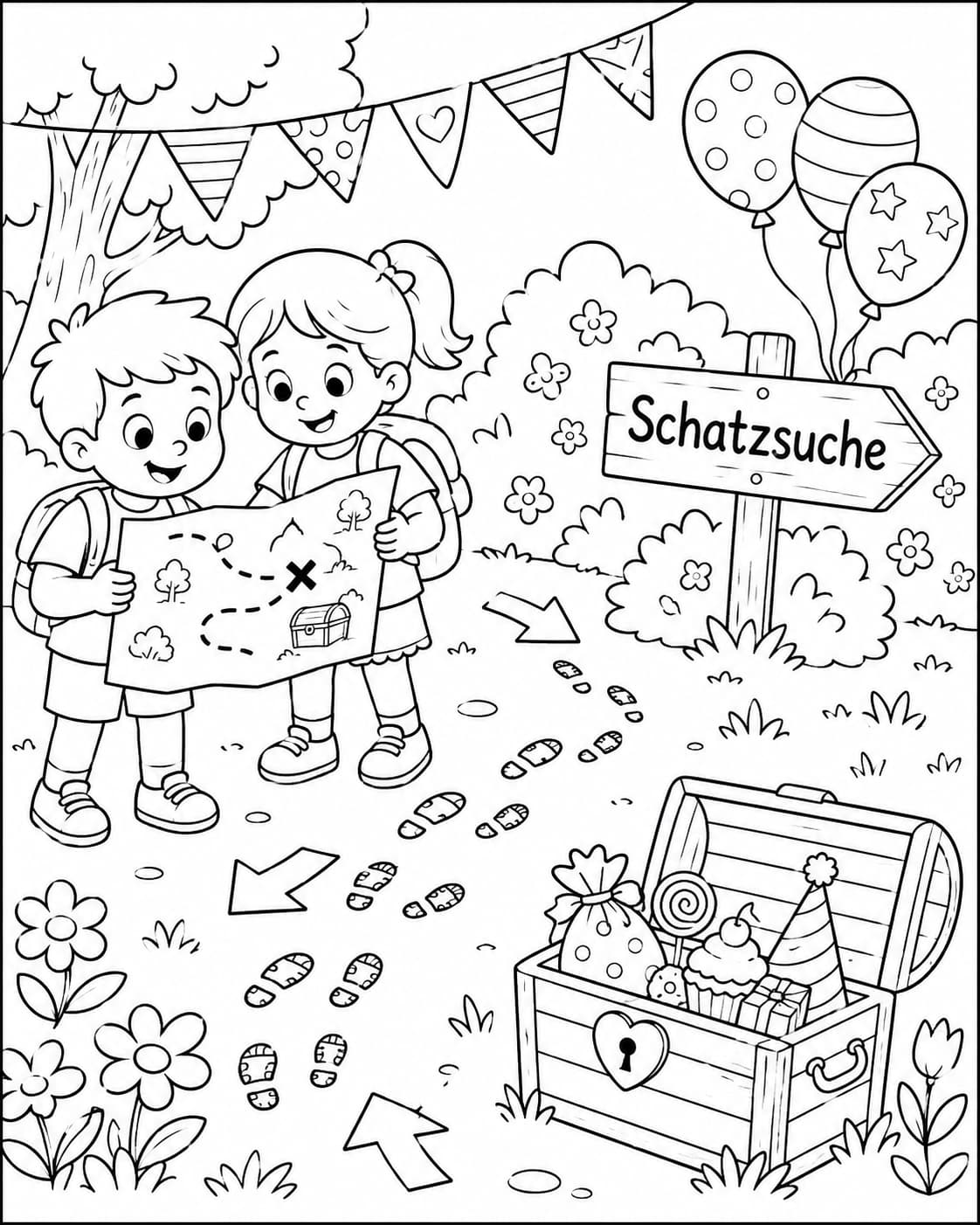 Geburtstag Motiv 5 als kostenloses Ausmalbild für Kinder